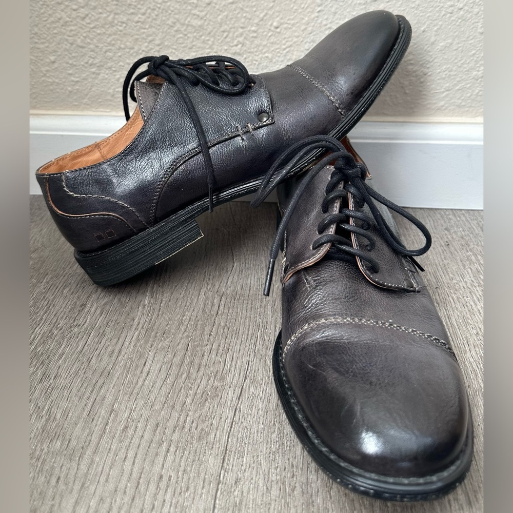 BED STU Black Leather Cap Toe Oxford Shoes Size 9